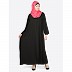 Front open zipper abaya- Black